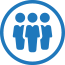 Icon depicting 3 people standing in a circle